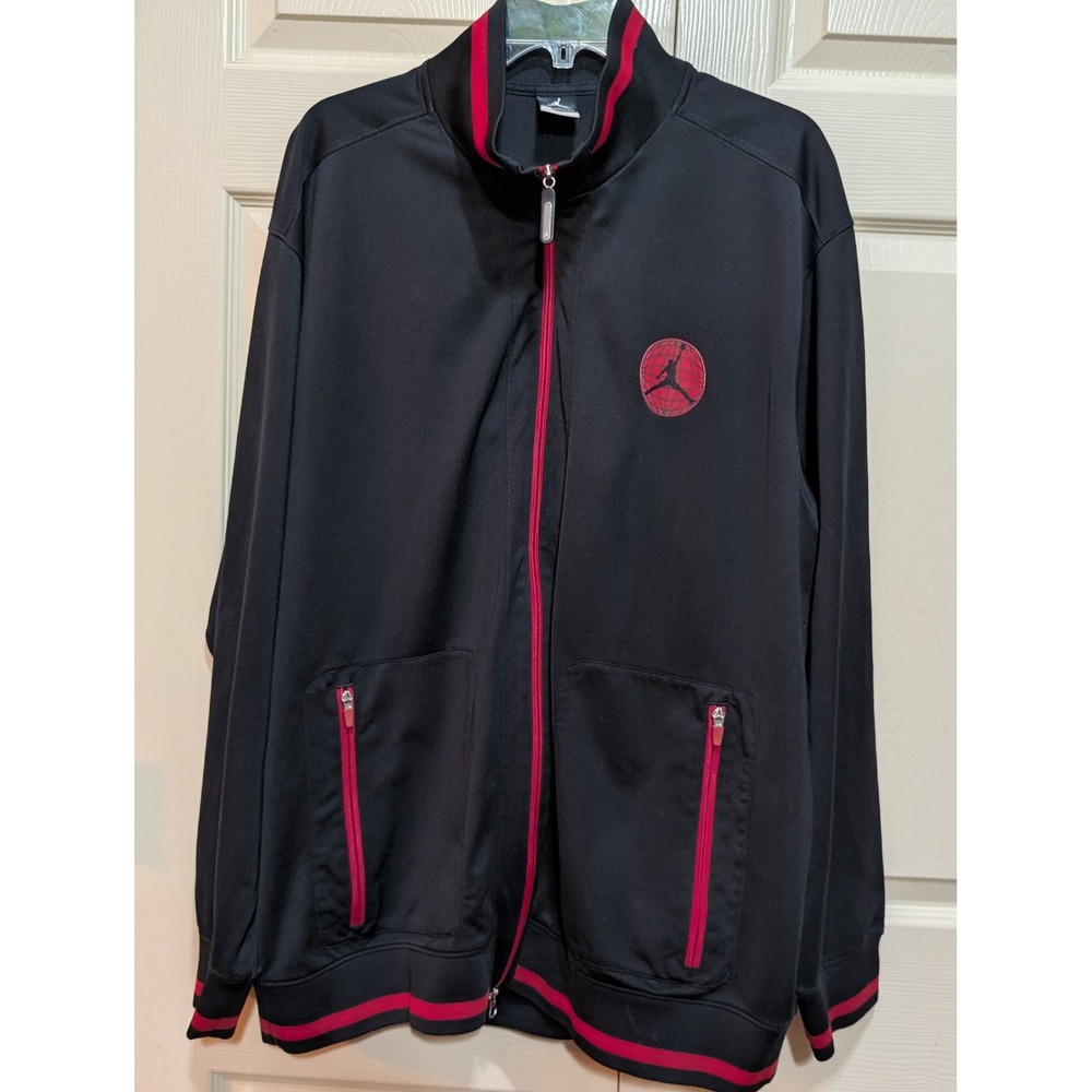 Jordan Retro Sportswear Dri-FIT Full Zip Track Jacket Black Red XXL Flawed